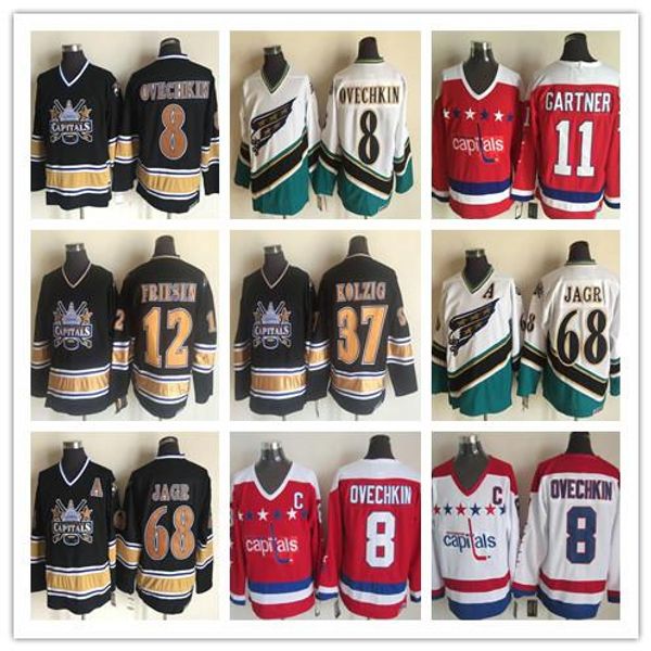 

алекс овечкин джерси 1990 vintage вашингтон кэпиталз kolzig 12 джефф фризен 68 яромир ягр ccm hockey классический прошитой красный белый чер, Black;red