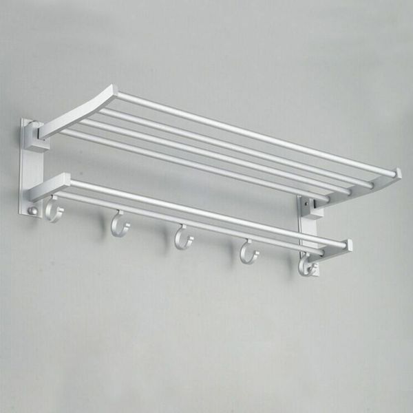 

aluminum 2-tier wall mounted bathroom towel rack rail holder storage hanger shelf kitchen l clothes towel racks organizer