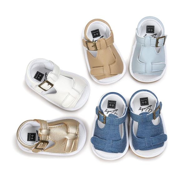 

romirus summer infant toddler newborn baby boys shoes kids crib pram soft rubber soled outdoor first walkers buckle prewalkers