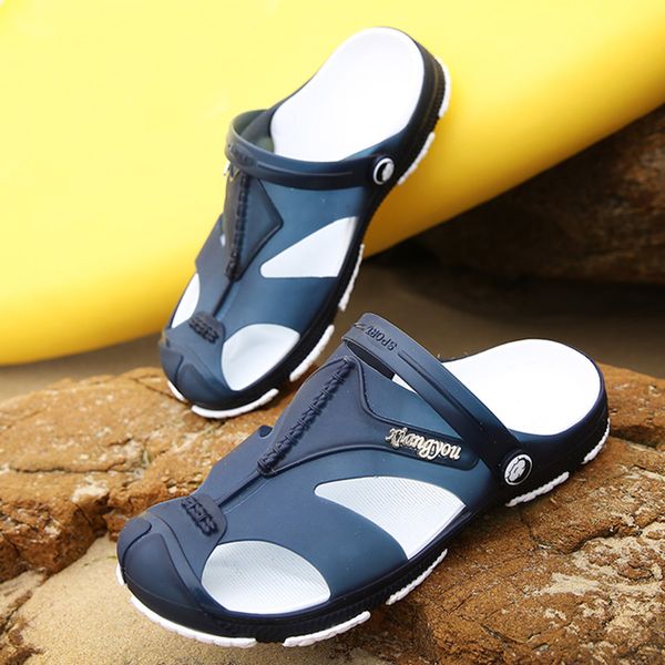

new men outdoor sandals breathable summer beach shoes anti-slip comfortable casual slippers sandalias para hombres, Black