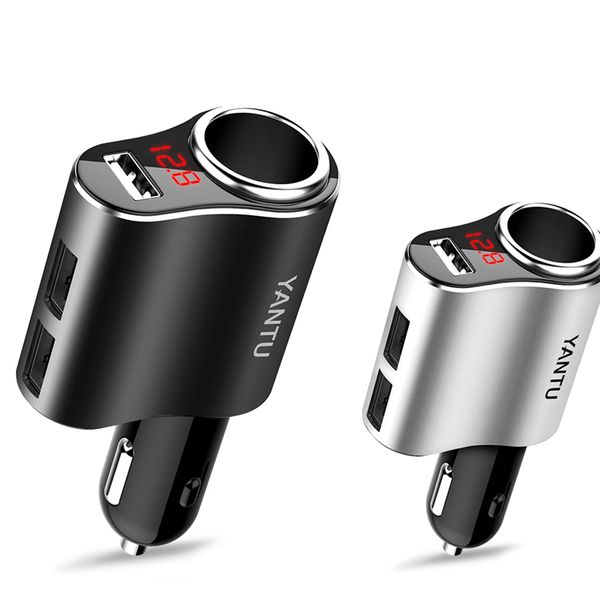 

3 usb port 1 way auto socket car cigarette lighter adapter splitter lighter 5v 3.1a output power car charge with voltage display