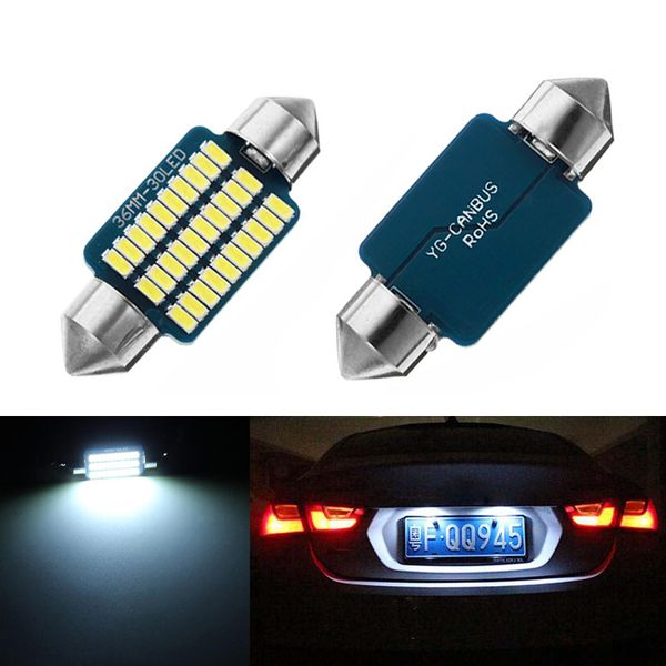 

2x 36mm pure white canbus c5w bulbs for samsung 3014 smd license plate light for megane 2
