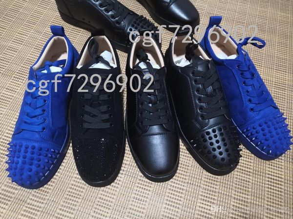 

suede and leather shoes fashion liuding european luxury casual shoes red rubber bottom non-slip business shoe, Black