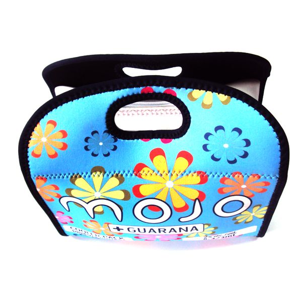 

fashion neoprene lunch cooler bag three-dimensional structure design sublimation print colorful fashing bag with zippers oem availabe