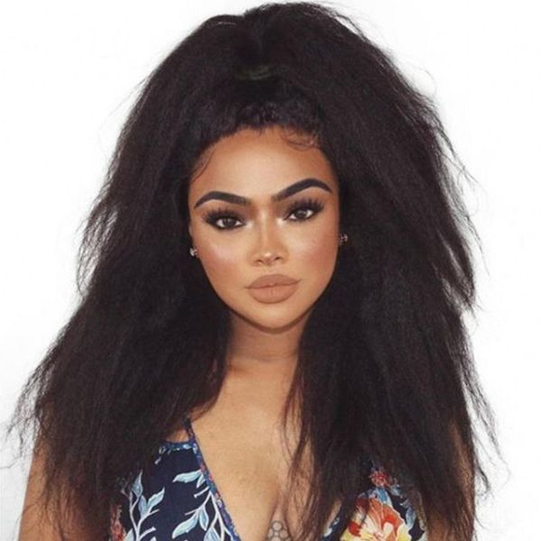

brazilian lace front wig pre plucked with baby hair kinky straight human hair wigs for women black, Black;brown