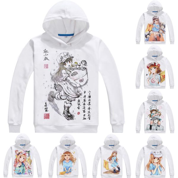 

platelet kesshoban mens hoodies cells at work hataraku saibo saibou men sweatshirt streetwear anime hoodie printed long hooded, Black