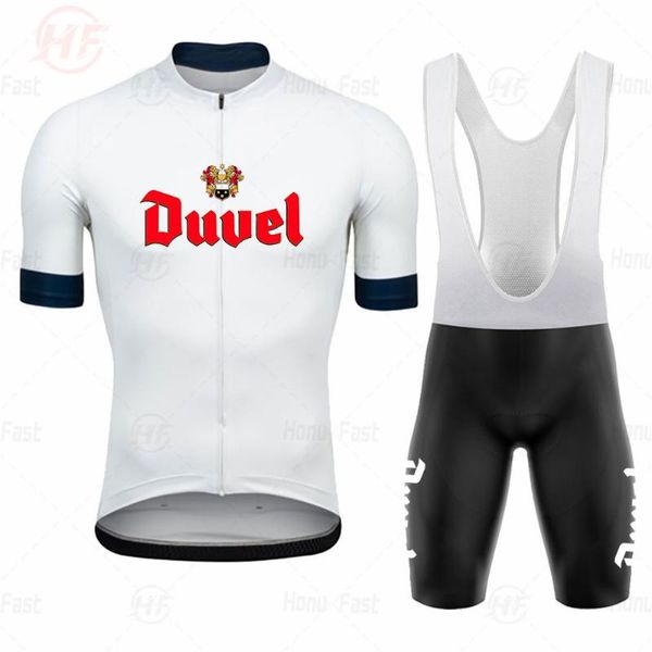

duvel beer white cycling jersey set 2020 pro team cycling clothing 19d gel breathable pad road mountain bike wear racing clothes, Black;blue