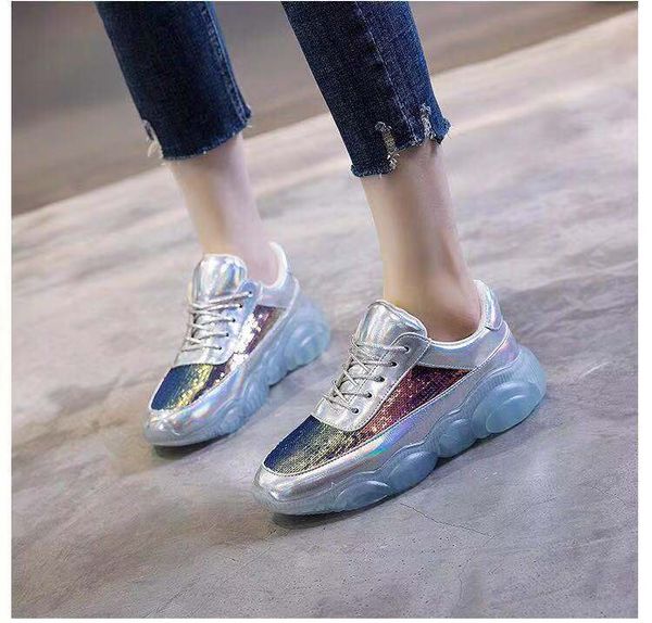 

net red sports little bear shoes 2019 autumn new korean version versatile colorful jelly shoes crystal bottom summer daddy female tren cs09, Black