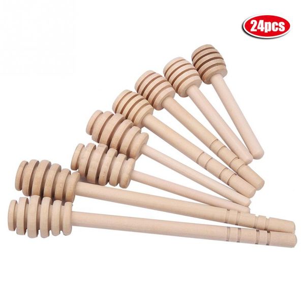 

24pcs wooden honey stick honey dipper party supply wood spoon stick for jar long handle mixing cuchara miel