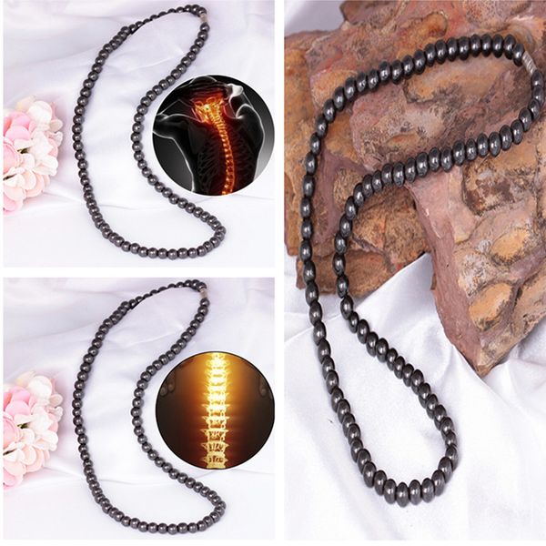 

magnetic necklace beads hematite stone therapy health care magnet hematite beads necklace men's jewelry, Silver