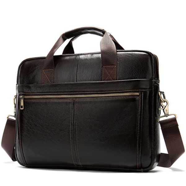 

messenger bag men's leather 14 inch lapbag office briefcase business tote shoulder portable handbag for men
