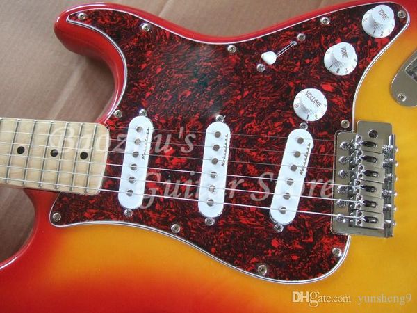 

lectric guitar, cherry burst, red pickguard guitar, customizationr