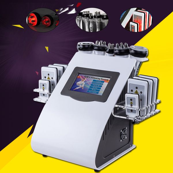 

2019 new arrival 6 in 1 40k ultrasonic cavitation vacuum radio frequency lipo laser 8 pads lipo laser slimming machine for spa