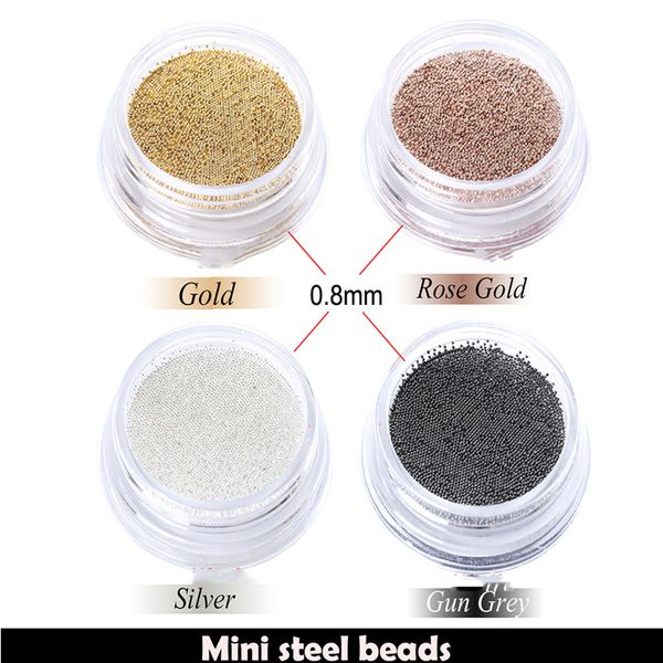 

1pot 3d metal micro nail crystal beads stainless steel caviar beads nail art rhinestones mixed art accessories manicure c#, Silver;gold