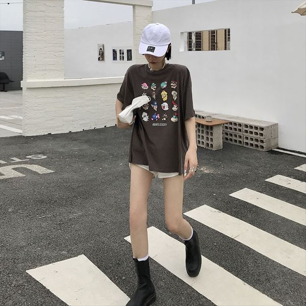 

zhengqianxi super mary cartoon printed short-sleeved t-shirt women's loose 2020 student casual zhengqianxi super mary cartoon printed s, White