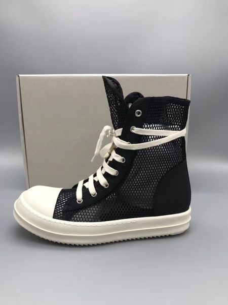 

summer new list high-end persional shoes european and american fashion trend mesh upper first layer of leather high-boots, Black