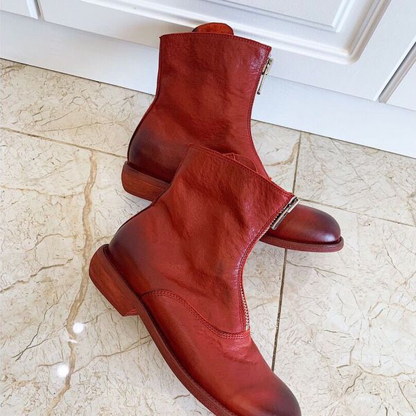 

british style autumn and winter boots women's flat casual martin boots british wind front zipper boots female, Black