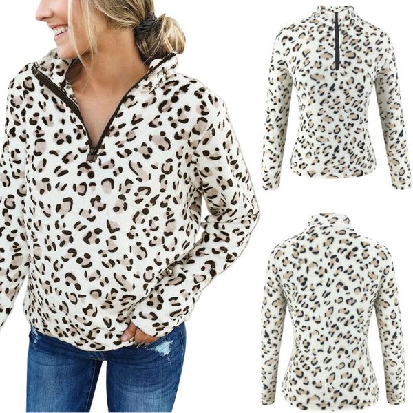 

Women Zip Up Leopard Printed Hoodie Sweatshirt Autumn Spring Casual Long Sleeve Jumper Pullover Tops Sweatshirt Ladies Hoodies