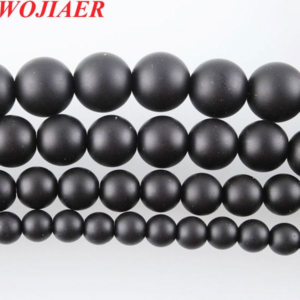 

wojiaer оптовая продажа 5 шт оникс круглый натуральный драгоценный камень матовые бусины свободная прокладка для изготовления ювелирных изде, Black