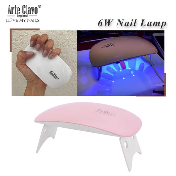 

arte clavo 6w uv led lamp nail dryer for nail gel polish 6 leds uv lamp for nail machine curing 45s/60s timer usb connector