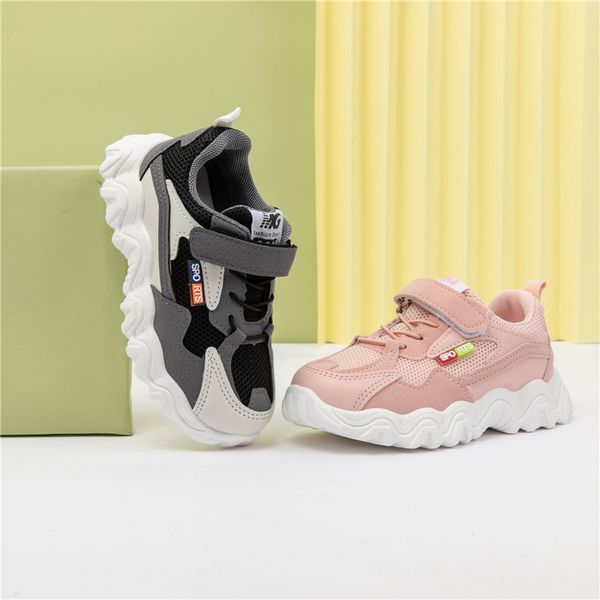 

children casual sneakers boys girls fashion patchwork shoes summer sport style running shoes kids breathable sneakers, Black