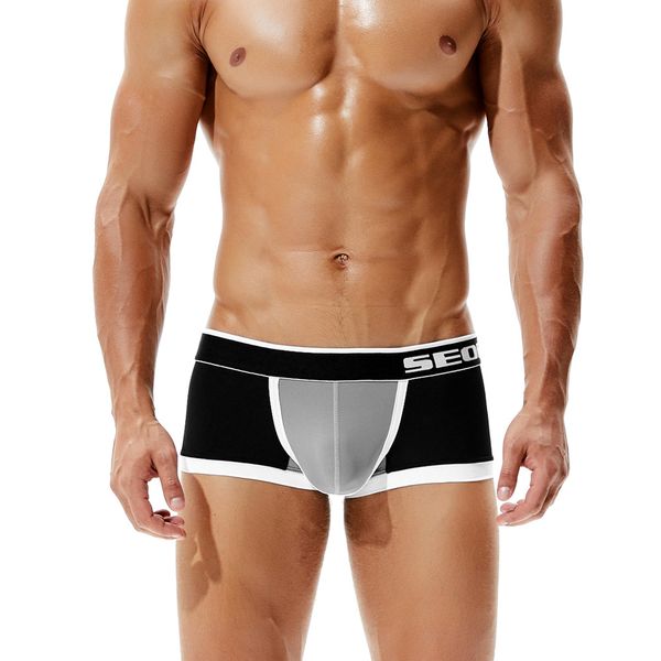 

underwear men boxer cotton gay mans boxershorts boxer de marca calsoncillos hombre cueca masculina low rise trunks boxers, Black;white