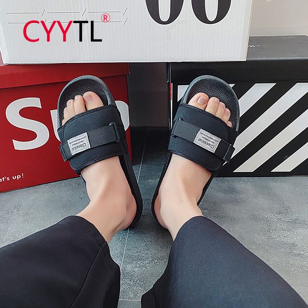 

cyytl fashion summer slipper sandals shoes men slip on casual flip flops breathable travel shoes for male zapatos de hombre, Black