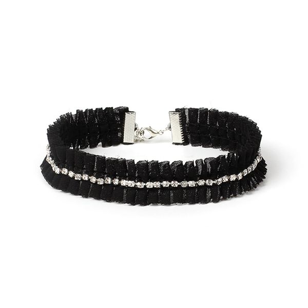 

gothic womens rubber pendant necklace chain double line henna tattoo choker necklace stretch elastic, Silver