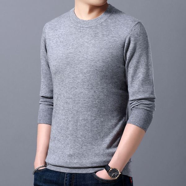 

2019 sweater men autumn winter warm mens cashmere knitted wool sweaters solid color casual o-neck pull pullover men, White;black