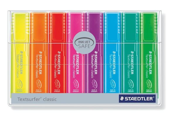 

textsurfer classic highlighters set marker oblique tip highlighters fluorescent 4/6/8 colors available, Black;red