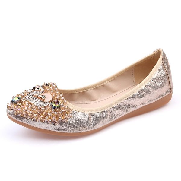 

women flats boat shoes soft dancing shoes plus size crystal bling flats slip on pointed toe casaul loafers, Black