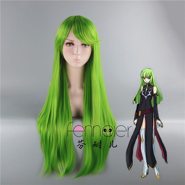 

c.c queen rebellious lulu xiu gold green mixed 80cm long straight hair oblique bangs cos wig, Black