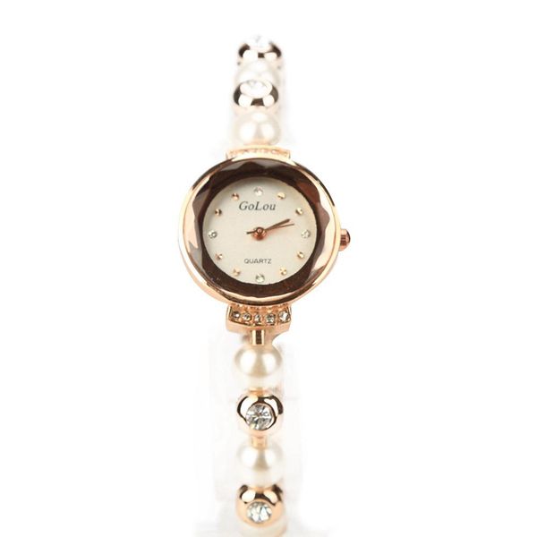 

lintimes womens ladies stainless watches elegant waterproof wrist watches metal band gold band white pearl, Slivery;brown