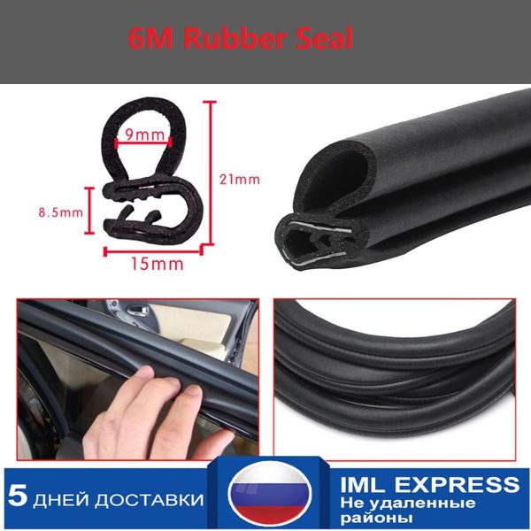 

6 m black car edge protector b b-shaped rubber auto door noise insulation anti-dust soundproof sealing strips trim