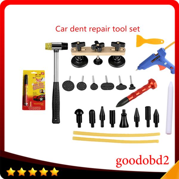 

pdr bridge dent remover hand tool set for paintless dent repair+ tap down knock down hail removal tools w9 heads+glue sticks+pen