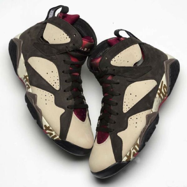 

luxury designer brand jumpman men patta x 7 og sp basketball shoes retro shimmer 7s tough red-velvet brown crimson sports sneakers