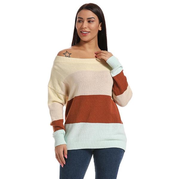 

2019 женщин новой европейской и американской моды контраст цвет сшивание с длинными рукавами -плеча рубашки осенью рыхлый комфортно sweate, White;black