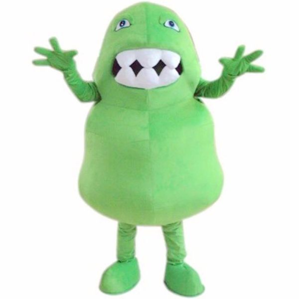 Costume professionale personalizzato per mascotte di germe verde Cartone animato Batteri verdi Carattere animale Vestiti Natale Halloween Party Fancy Dress