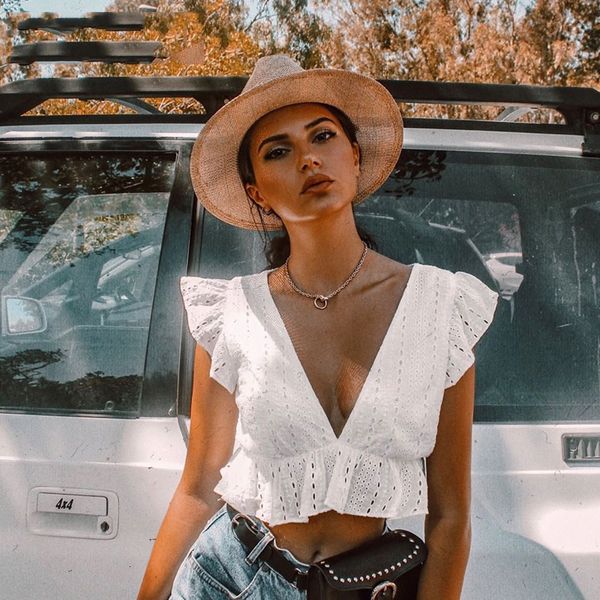 

womens clothing ruffle blouse elegant white embroidery crop blouse shirts ruffles feminino casual summer blouse deep mujer