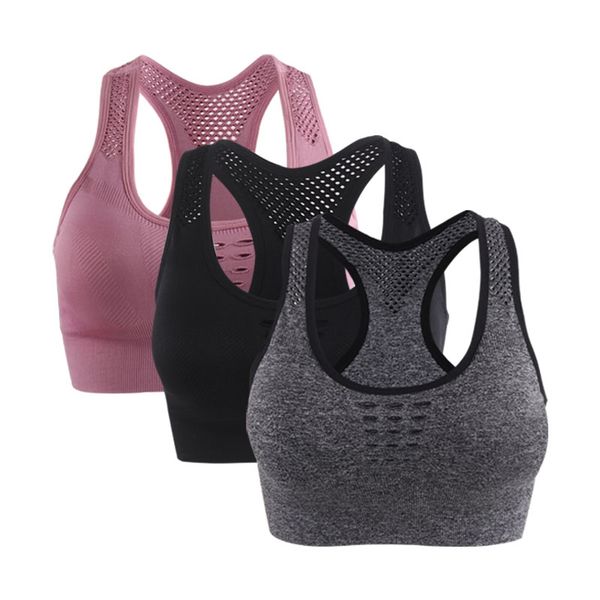 

gym clothing sports bra for women high impact padded fitness underwear vest seamless shockproof yoga tanks athletic running racer black, White;black