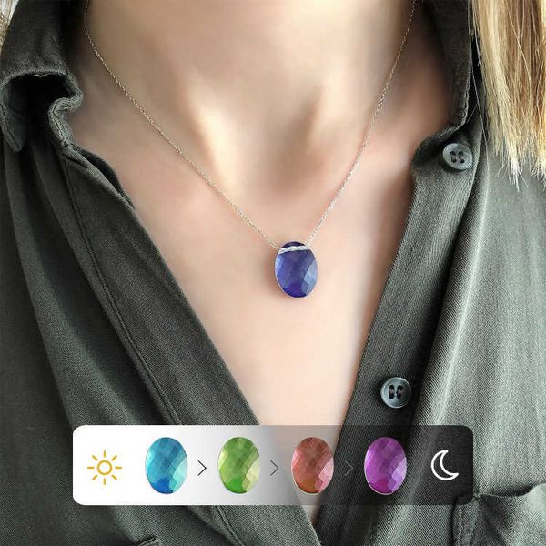 

925 sterling silver oval feel stone lady necklace
