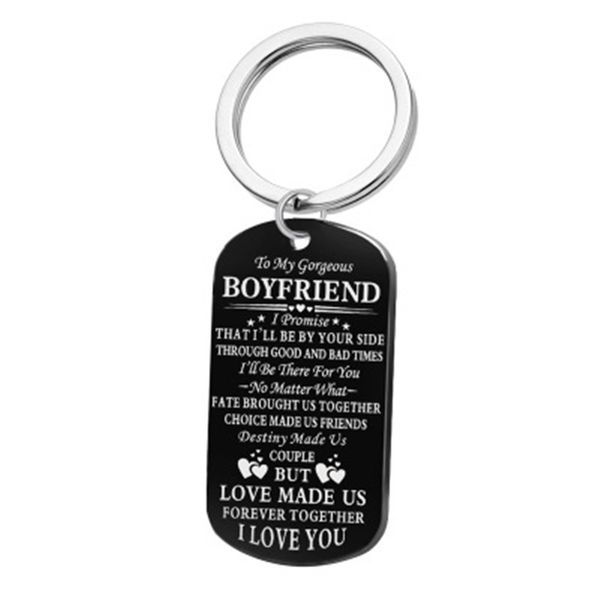 

stainless steel jewelry boyfriend girlfriend husband wife couple keychain stainless steel key chain gift two colors fashion, Silver