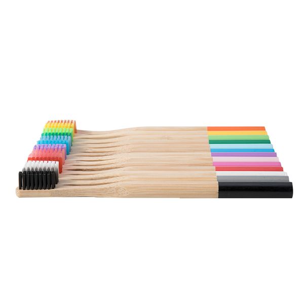 

bamboo toothbrush natural private label bpa kraft package round handle l bristle disposable eco friendly