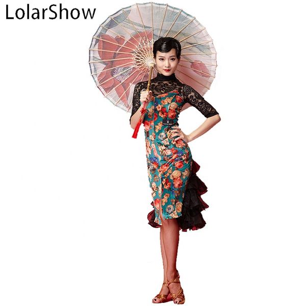 

latin dance skirt dance practice clothes ladies black latin dress, Black;red