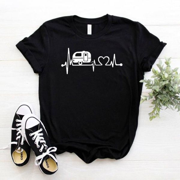 

happy camper heartbeat women tshirt cotton casual hipster funny t-shirt gift lady yong girl tee drop ship zy-295, White