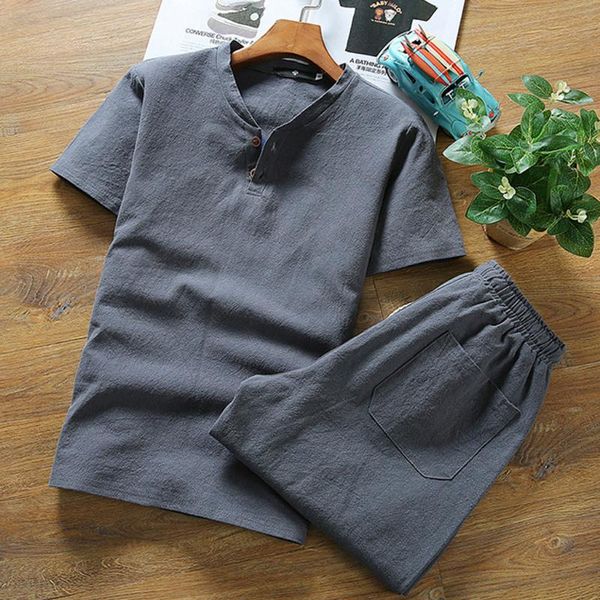 

tracksuit men shorts summer casual men's sportswear set suit shorts brand clothing two pieces tee+shorts sweat suits mar21, Gray