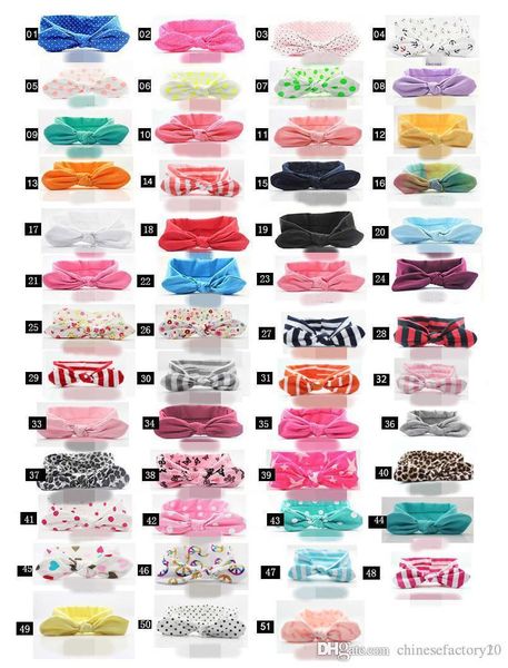 

51 colors xmas bohemian bow headband mermaid easter rabbit bunny ear cotton girl baby wave dot turban twist twisted knot hair band headbands, Slivery;white