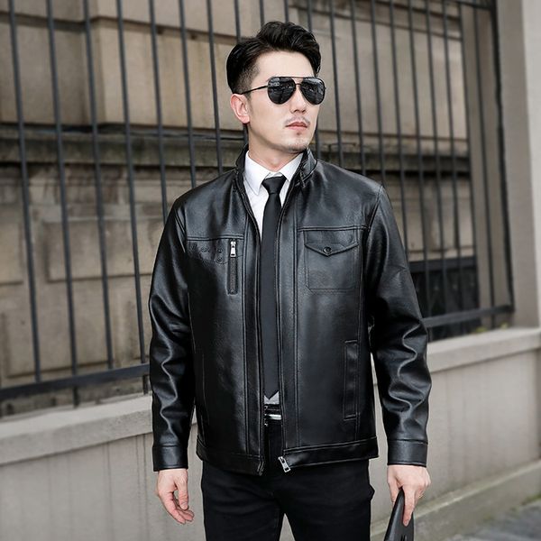 

women's pu leather jacket stand collar zipper trim outerwear black brown