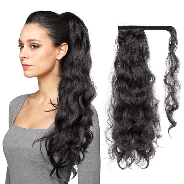 Afro Kinky завитые Ponytail Extensions 1 шт клип в Ponytails человеческих волос Natural Black 1b с Wrap шнурок пони хвосты 140g