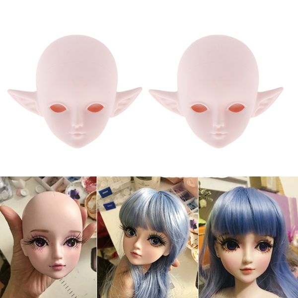 

2pcs 1/3 ball jointed girl dolls head elf ear without eyes diy accessory